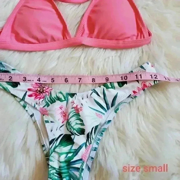 Cheeky tropical floral print pink bikini Size Small NWT - Picture 7 of 8